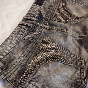 Robin's Jeans Size 36 Men's Silver & Black Crystals